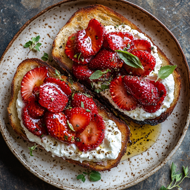 Roasted Strawberry Whipped Ricotta Toast