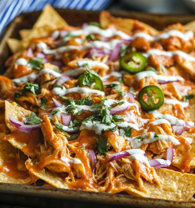 Easy Sheet Pan BBQ Chicken Nachos