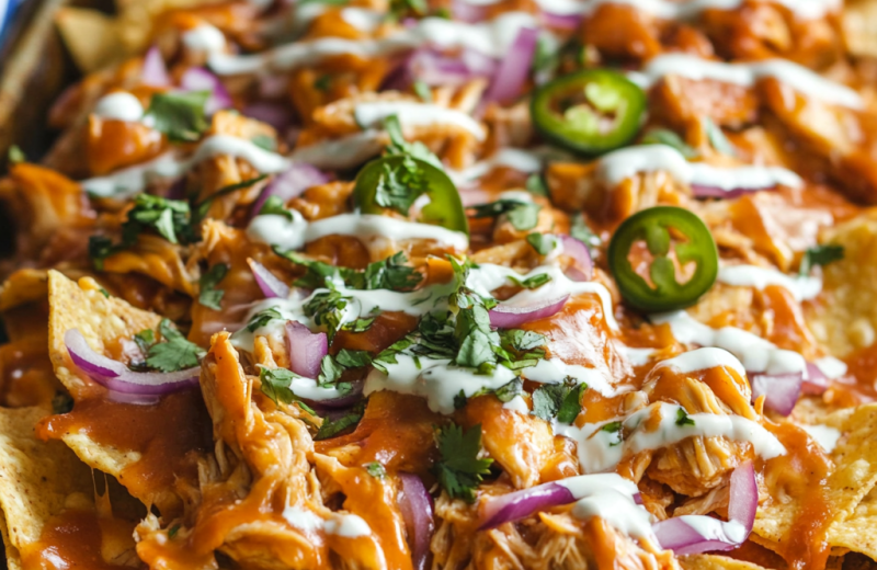 Easy Sheet Pan BBQ Chicken Nachos