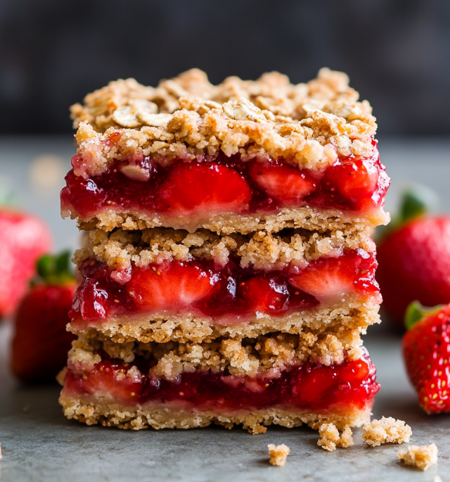 Strawberry Oatmeal Crumble Bars