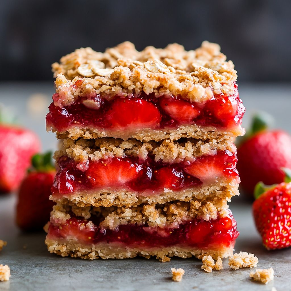 Strawberry Oatmeal Crumble Bars