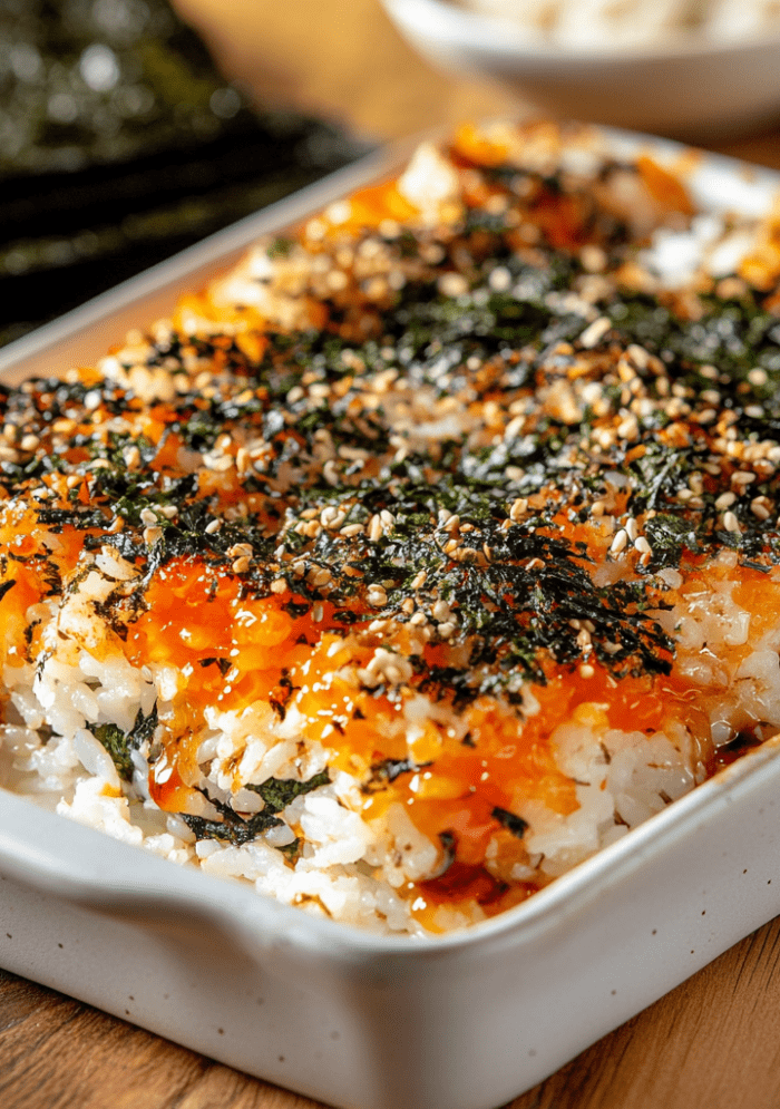 Easy Spicy Tuna & Creamy Crab Sushi Bake