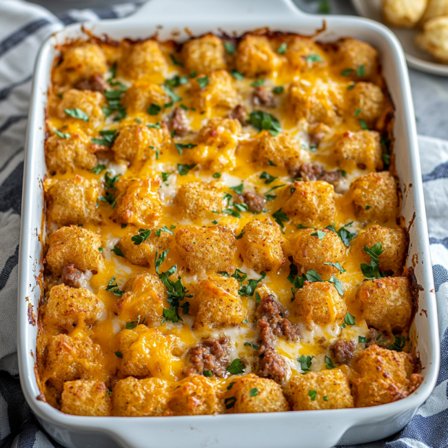Tater Tot Sausage Breakfast Casserole