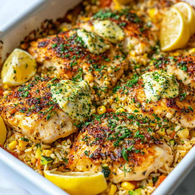 Dump-and-Bake Chicken Tzatziki with Rice