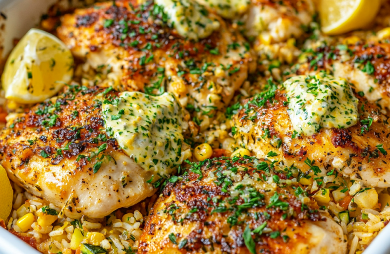 Dump-and-Bake Chicken Tzatziki with Rice