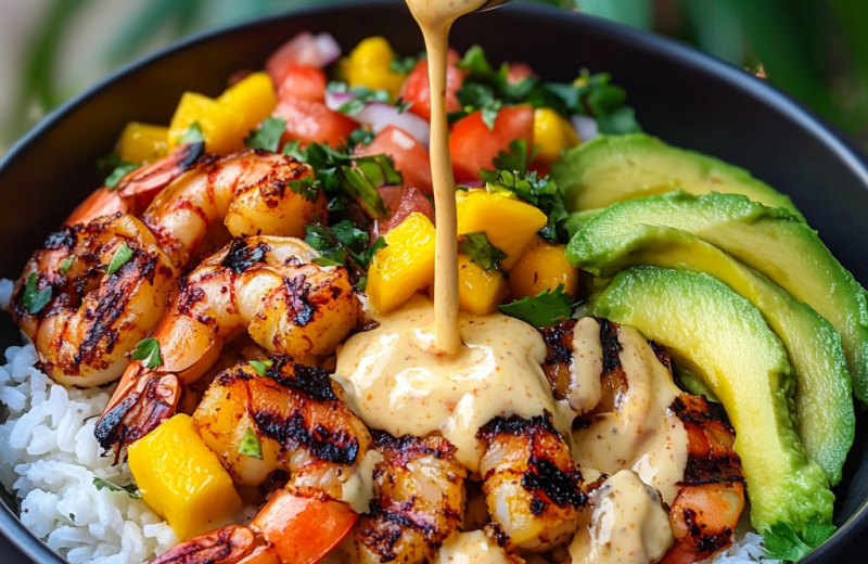 Shrimp and Avocado Bowls with Mango Salsa