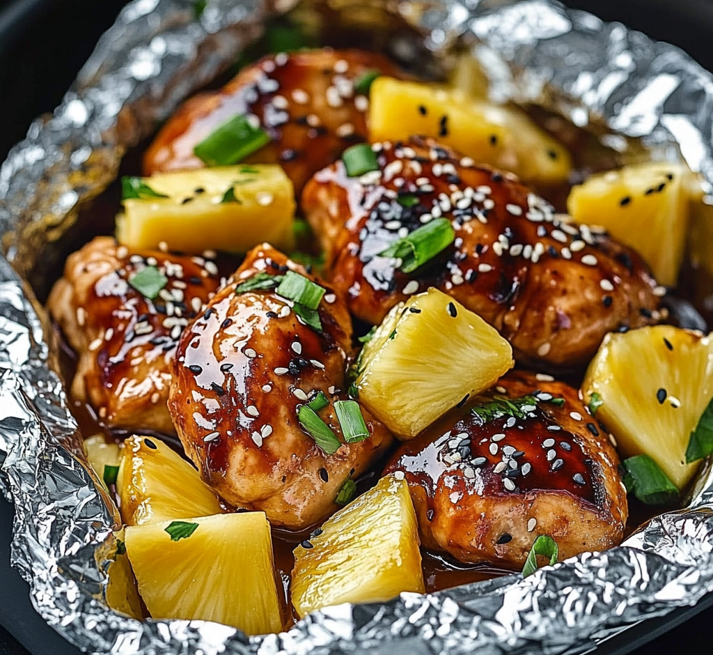 Teriyaki Chicken and Pineapple Foil Packets