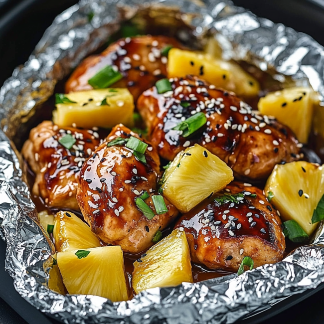 Teriyaki Chicken and Pineapple Foil Packets
