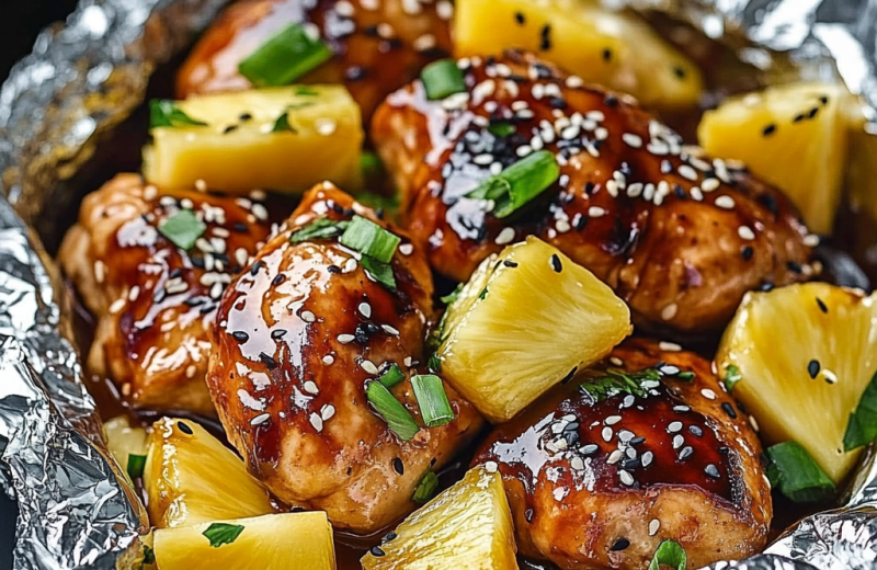 Teriyaki Chicken and Pineapple Foil Packets