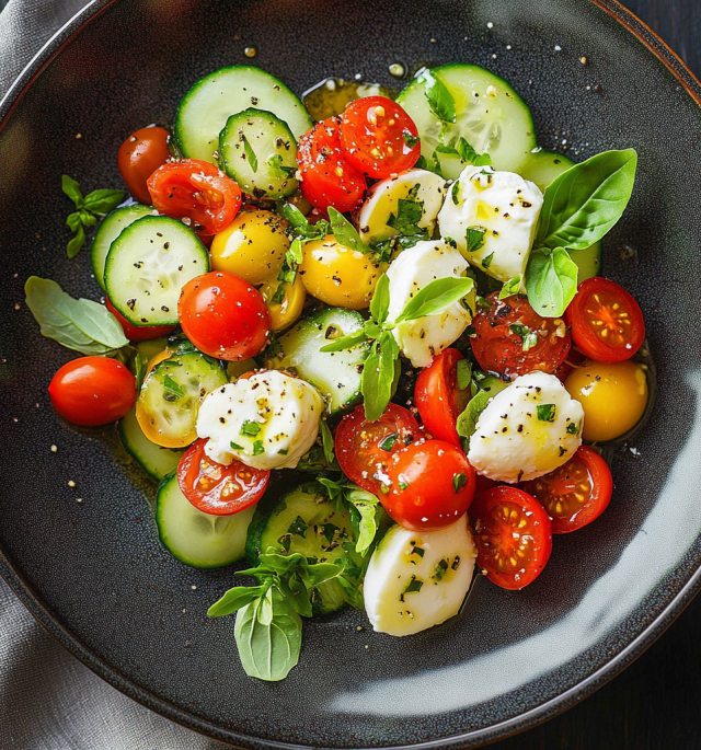 Tomato Cucumber Mozzarella Salad