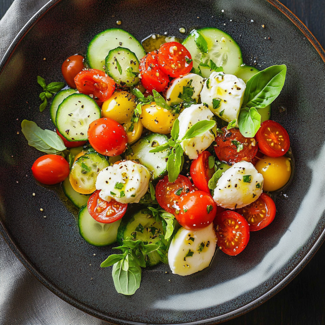 Tomato Cucumber Mozzarella Salad