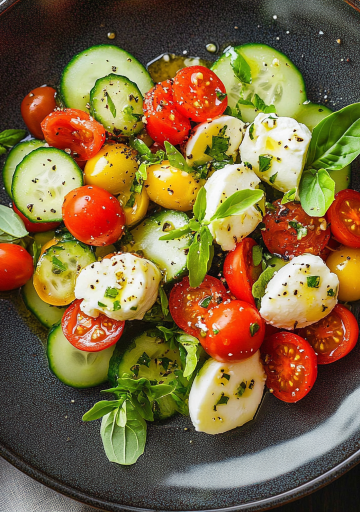 Tomato Cucumber Mozzarella Salad