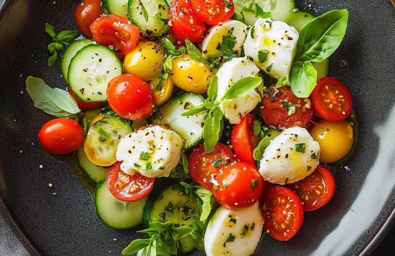 Tomato Cucumber Mozzarella Salad