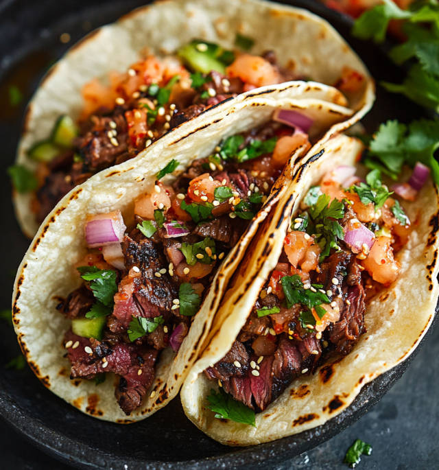 Korean BBQ Steak Tacos