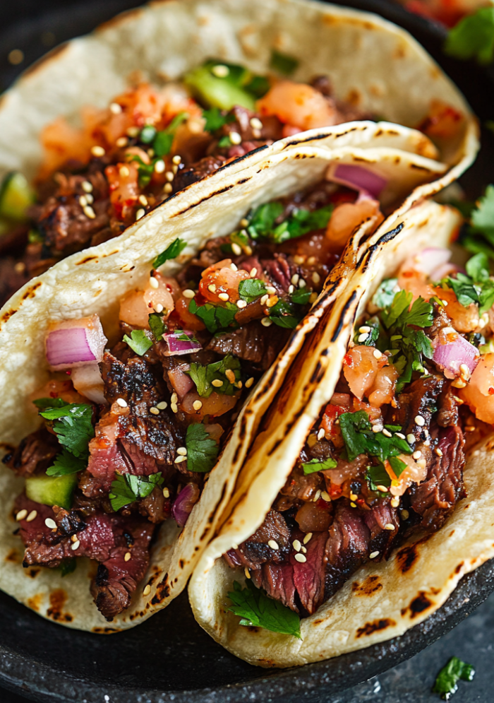Korean BBQ Steak Tacos