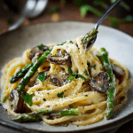Roasted Asparagus Mushroom Carbonara