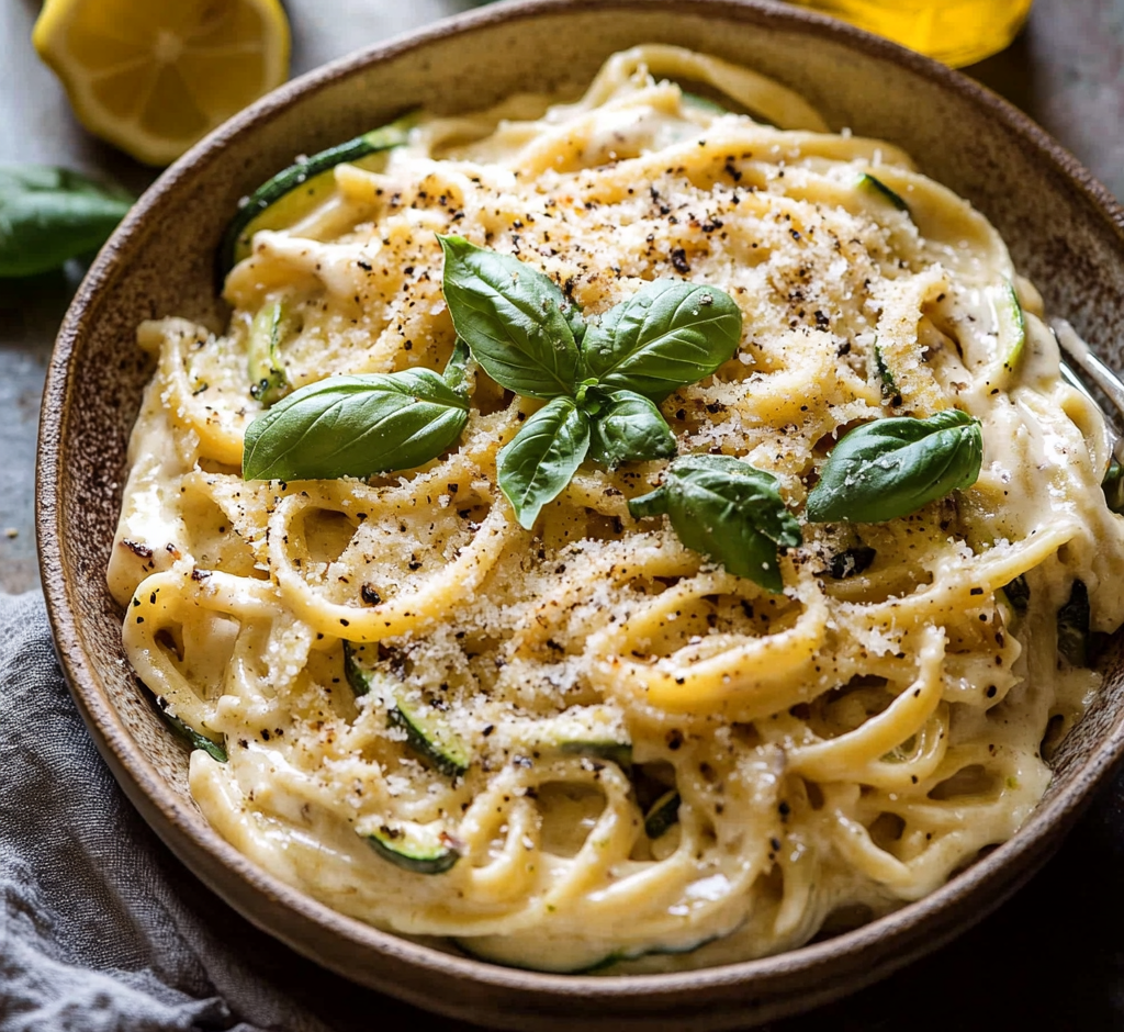 Lemon Basil Zucchini Pasta Alfredo