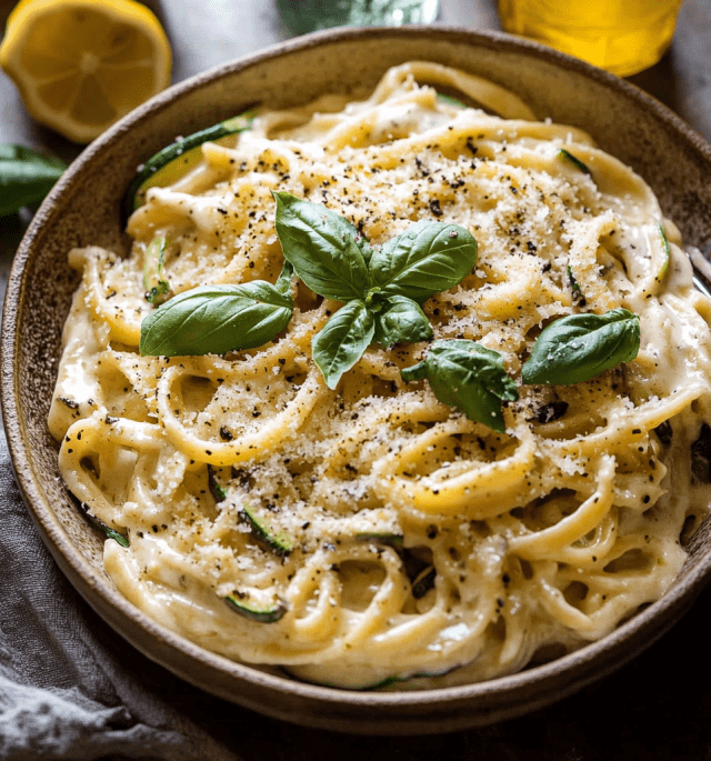 Lemon Basil Zucchini Pasta Alfredo
