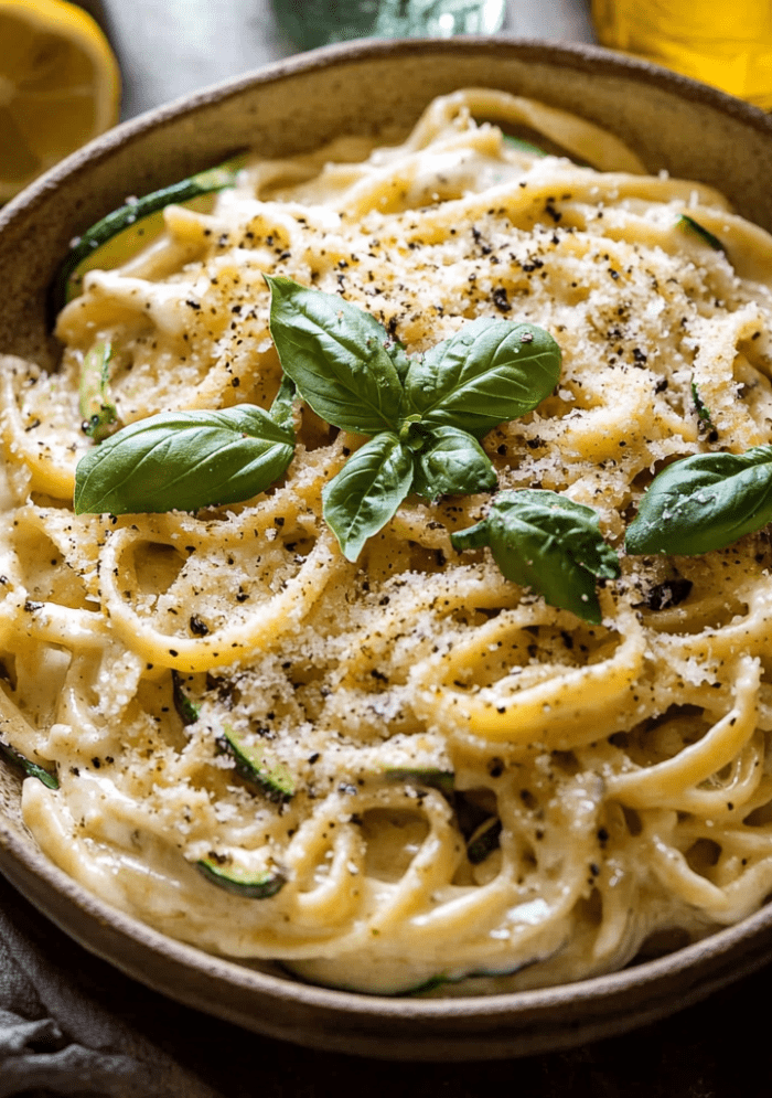 Lemon Basil Zucchini Pasta Alfredo