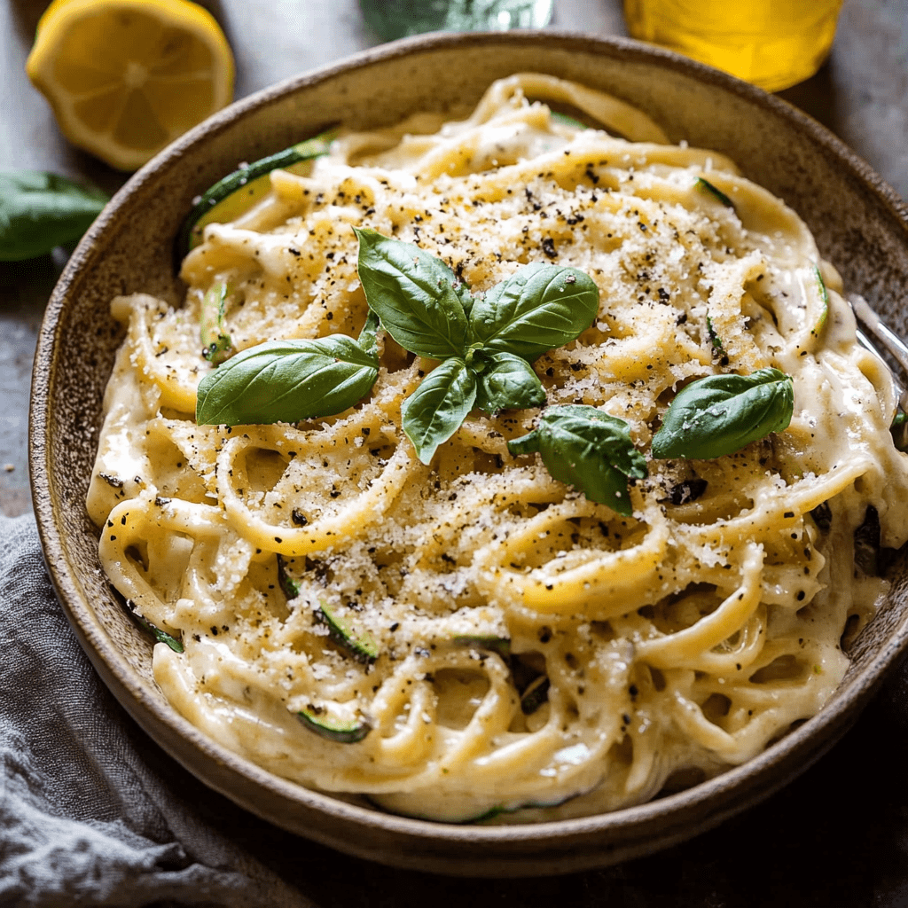 Lemon Basil Zucchini Pasta Alfredo
