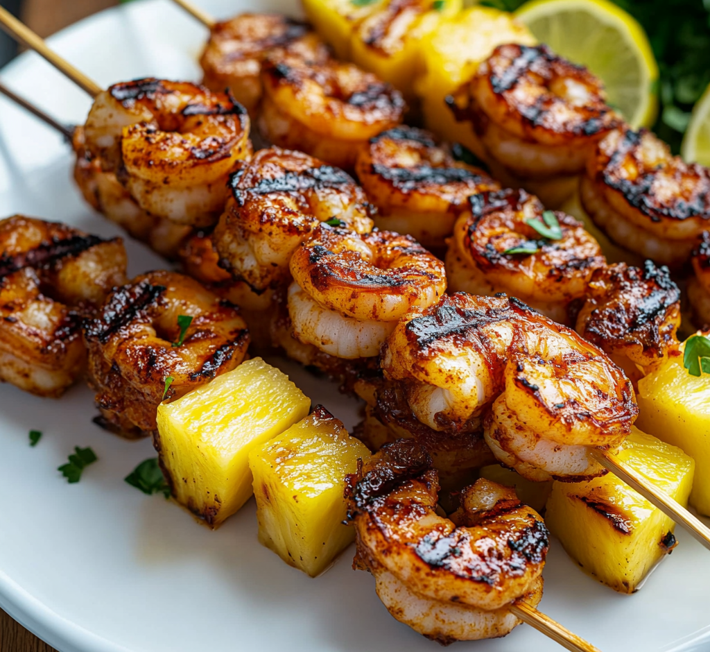 Grilled Jerk Shrimp Skewers with Pineapple