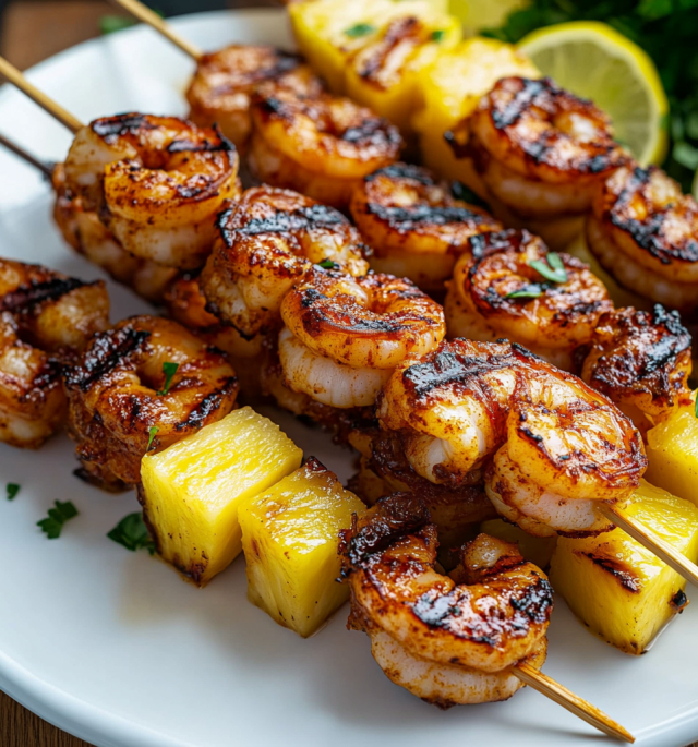 Grilled Jerk Shrimp Skewers with Pineapple