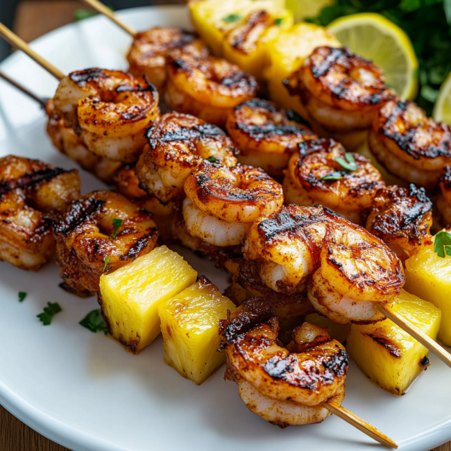 Grilled Jerk Shrimp Skewers with Pineapple