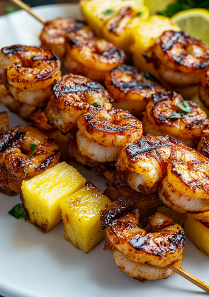 Grilled Jerk Shrimp Skewers with Pineapple