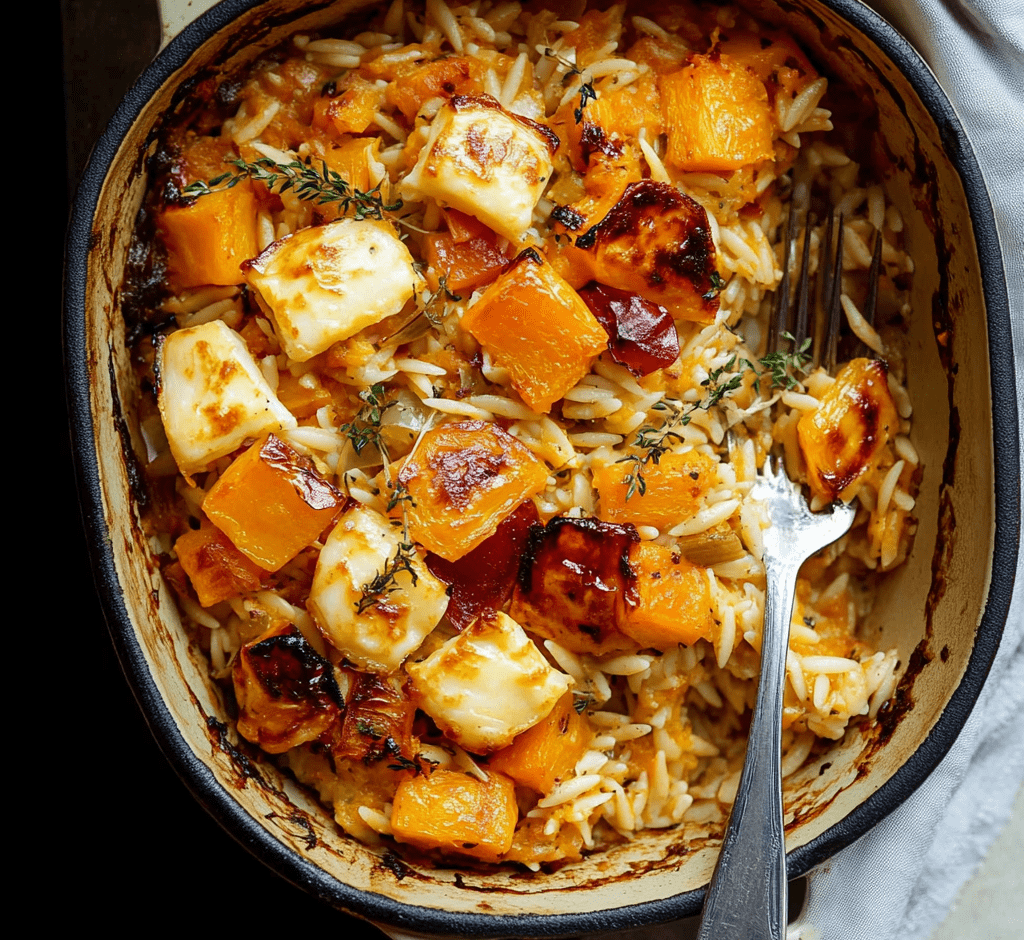 Halloumi & Butternut Squash Orzo Bake