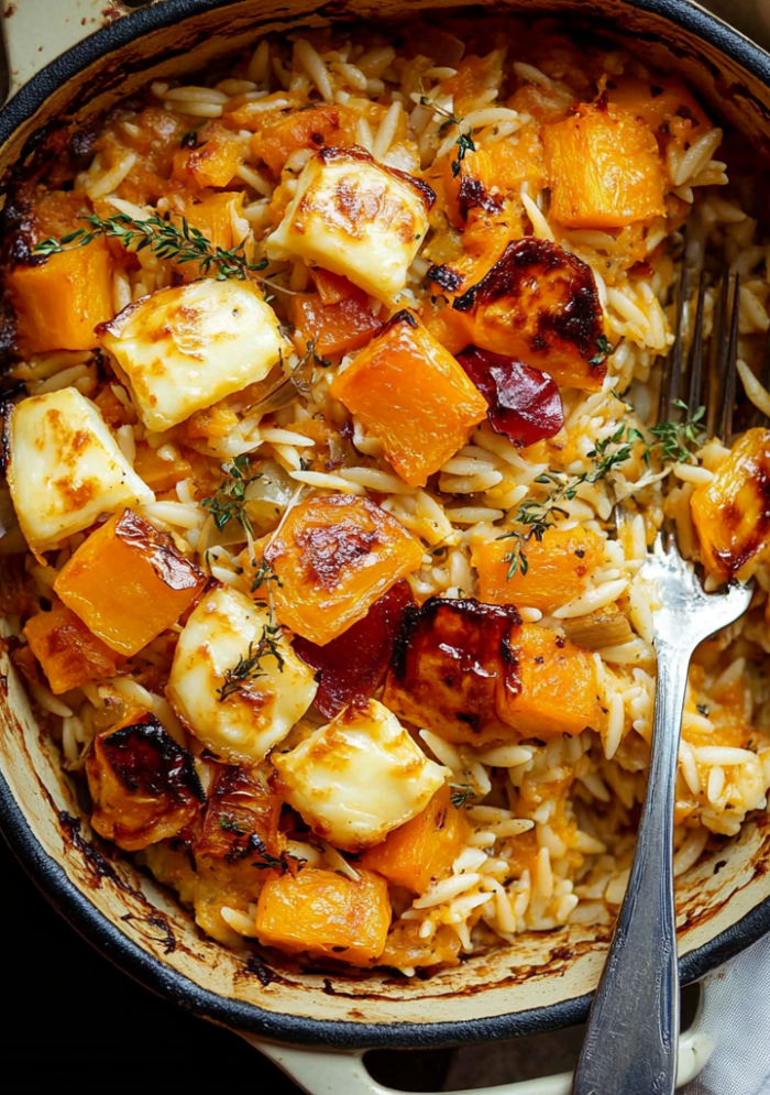 Halloumi & Butternut Squash Orzo Bake