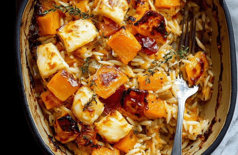 Halloumi & Butternut Squash Orzo Bake