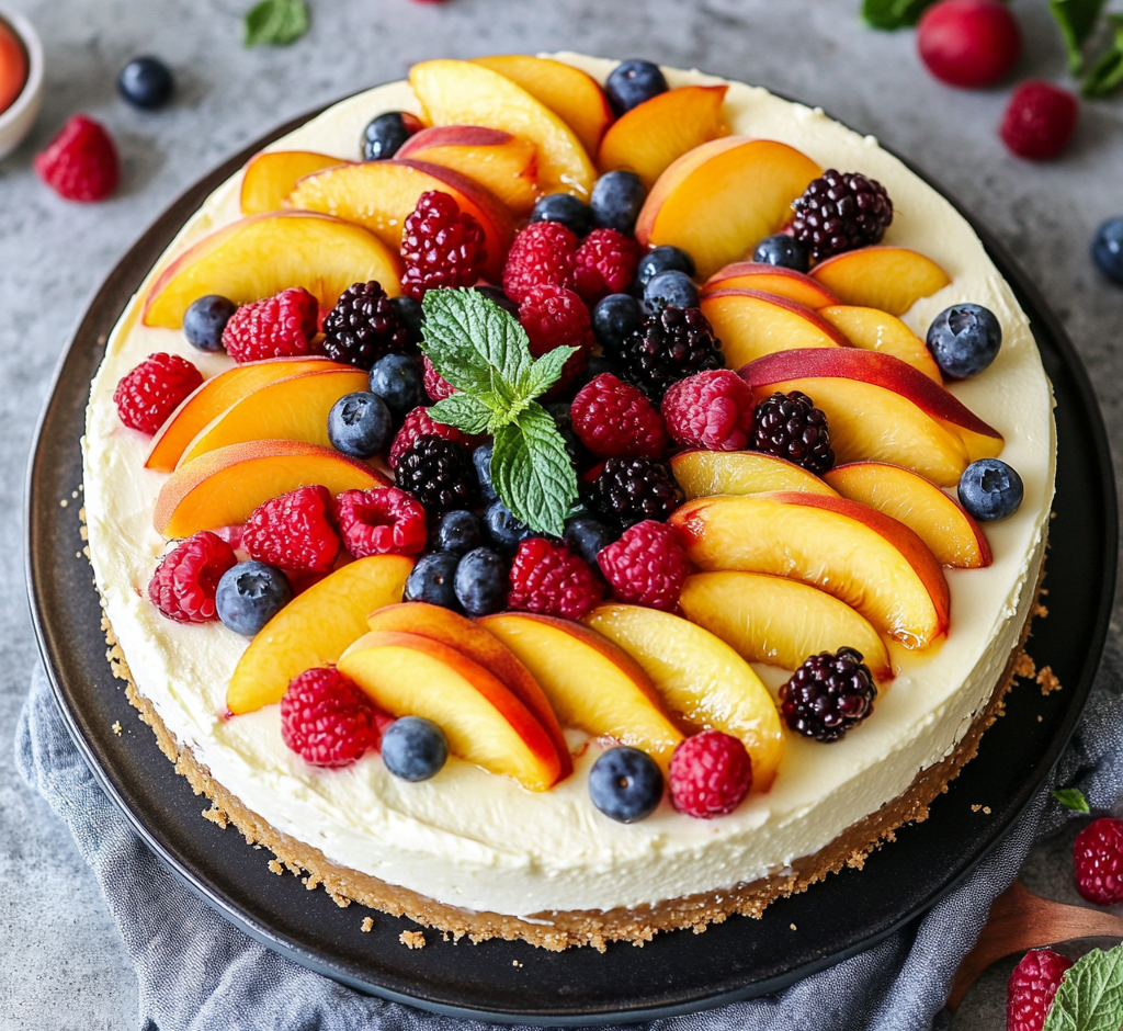 Summer Berry and Peach Cheesecake Recipe
