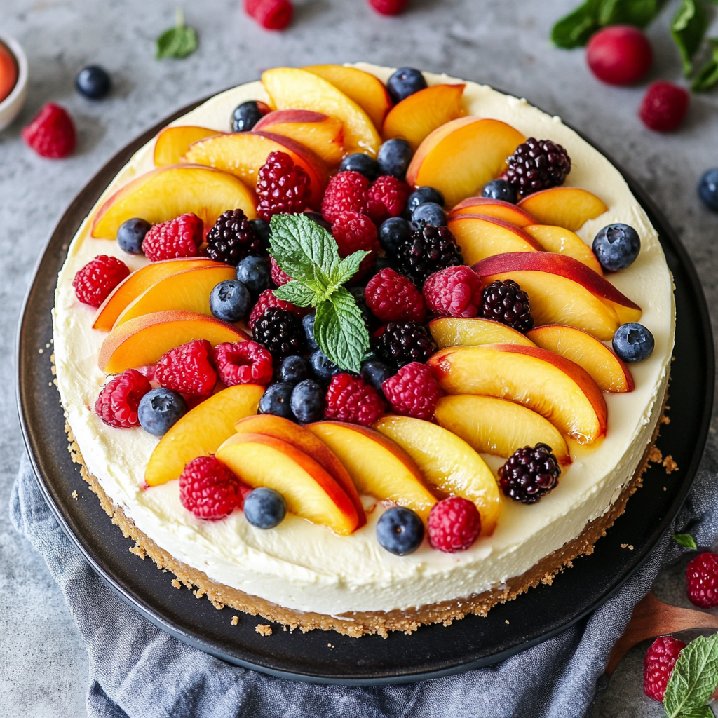 Summer Berry and Peach Cheesecake Recipe