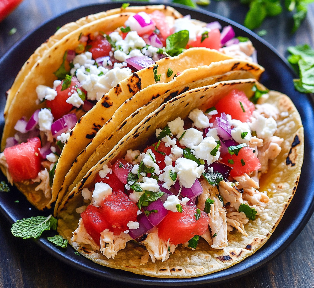 Watermelon Feta Chicken Tacos!
