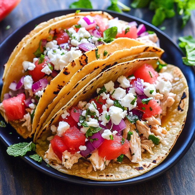 Watermelon Feta Chicken Tacos!