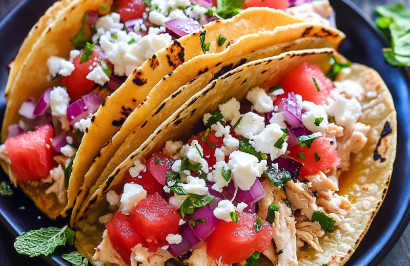 Watermelon Feta Chicken Tacos!