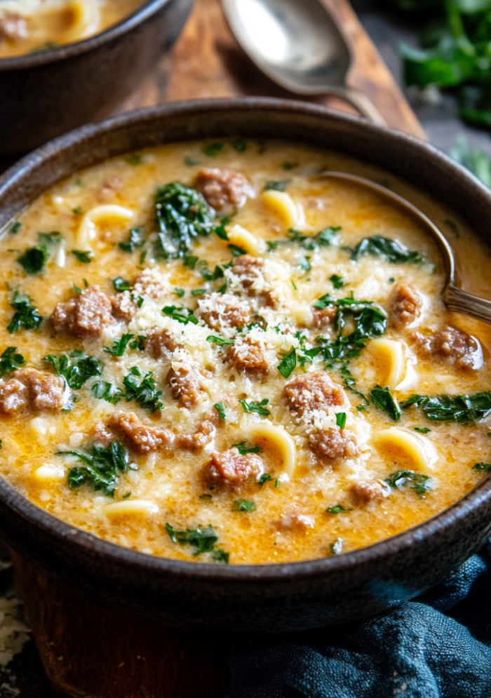 Creamy Parmesan Italian Sausage Ditalini Soup