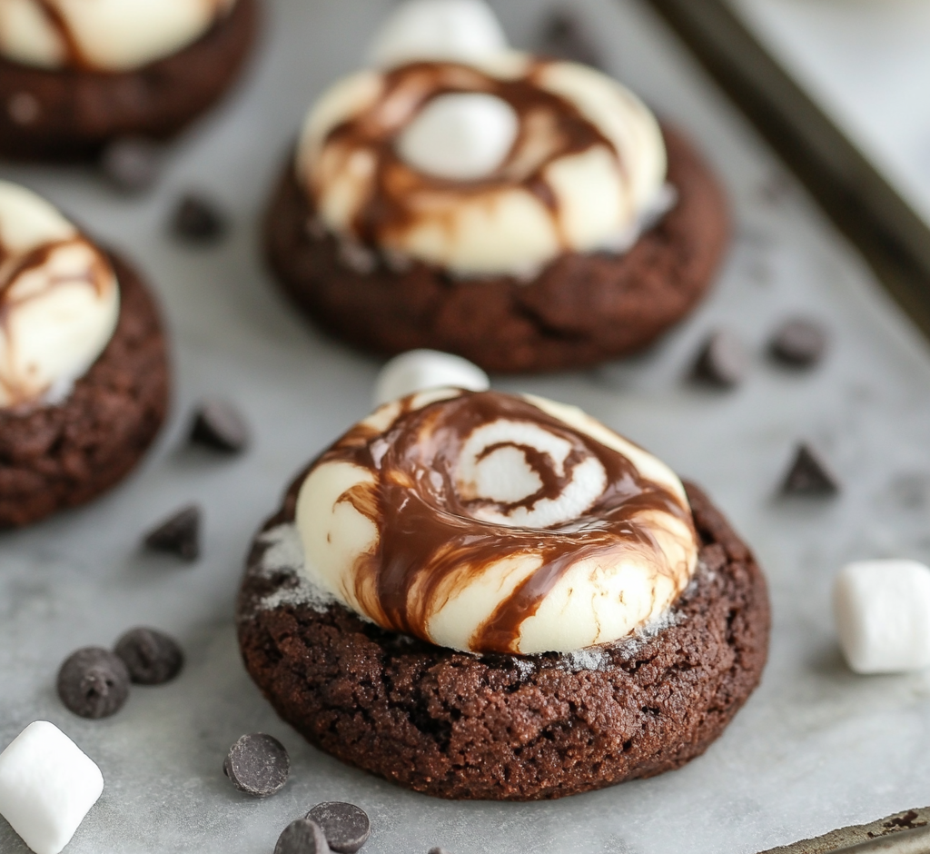 Chocolate Marshmallow Swirl Cookies