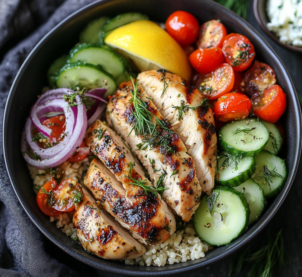 Mediterranean-Inspired Lemon-Dill Chicken Bowls
