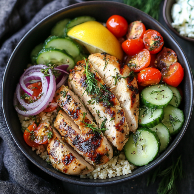 Mediterranean-Inspired Lemon-Dill Chicken Bowls