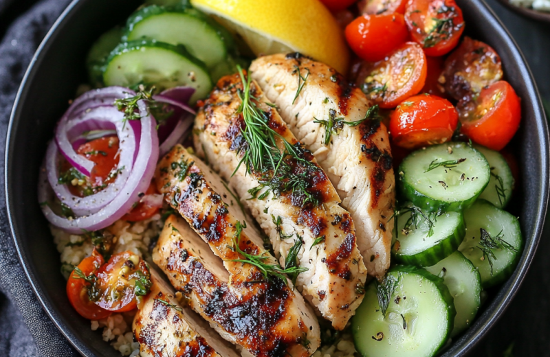 Mediterranean-Inspired Lemon-Dill Chicken Bowls
