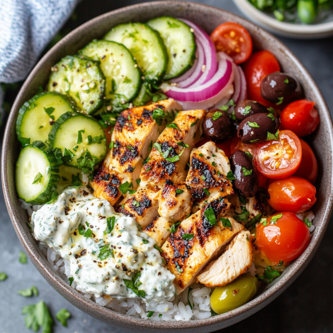 Greek Chicken Souvlaki Bowls