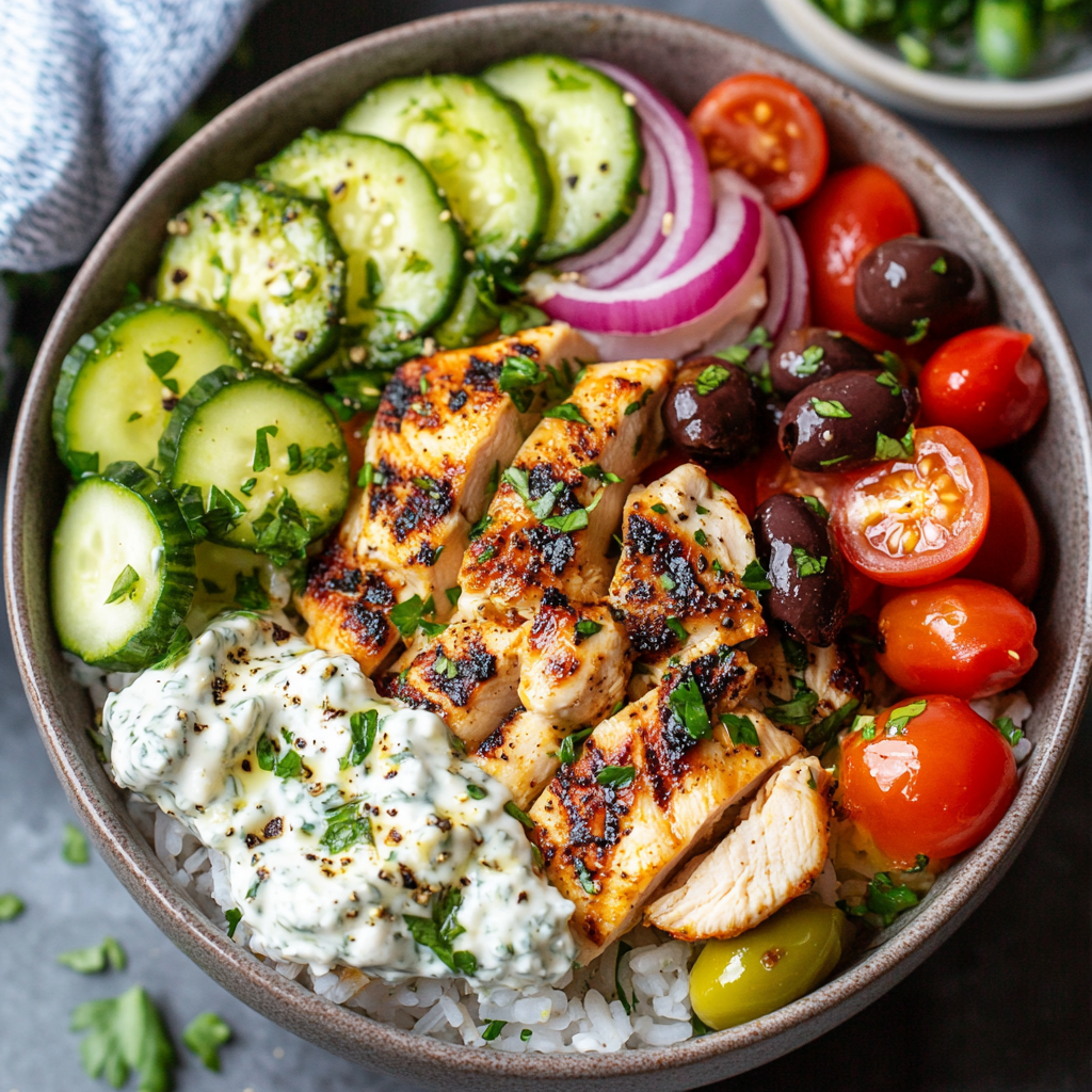 Greek Chicken Souvlaki Bowls