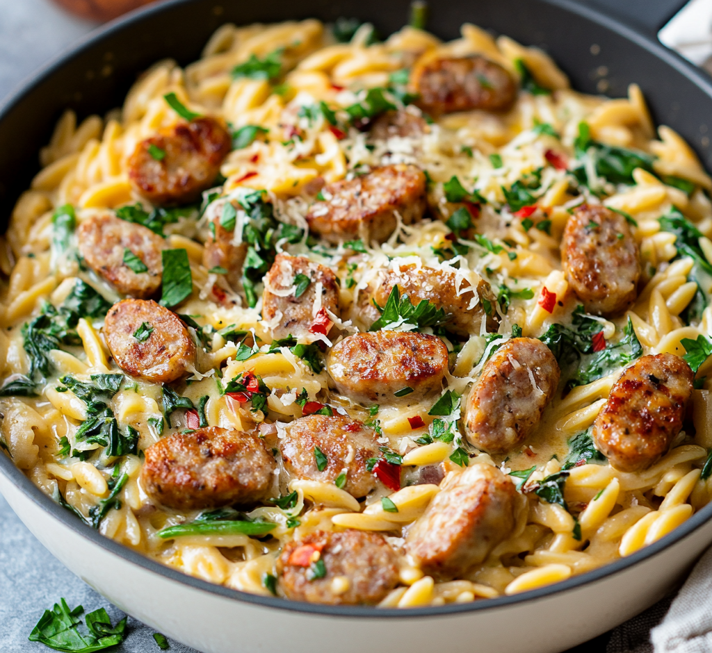 Creamy Chicken Sausage Orzo