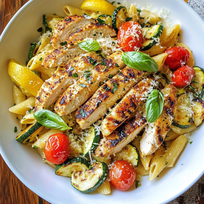 Lemon Chicken Pasta with Summer Veggies