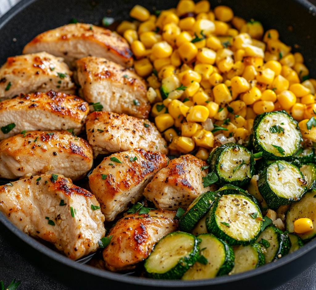 Garlic Butter Chicken with Zucchini & Corn