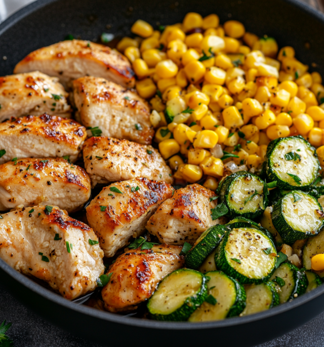 Garlic Butter Chicken with Zucchini & Corn