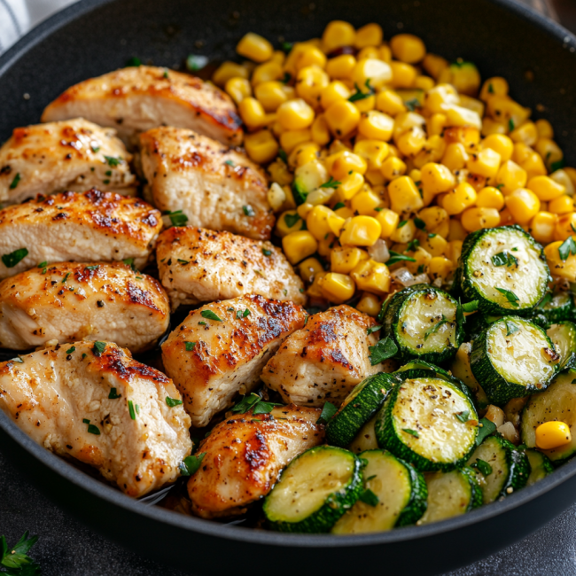 Garlic Butter Chicken with Zucchini & Corn
