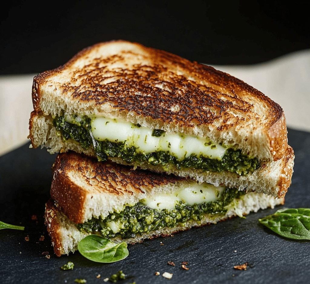 Spinach Pesto Grilled Cheese Sandwich