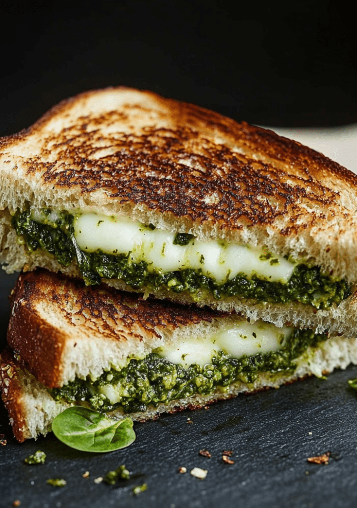 Spinach Pesto Grilled Cheese Sandwich